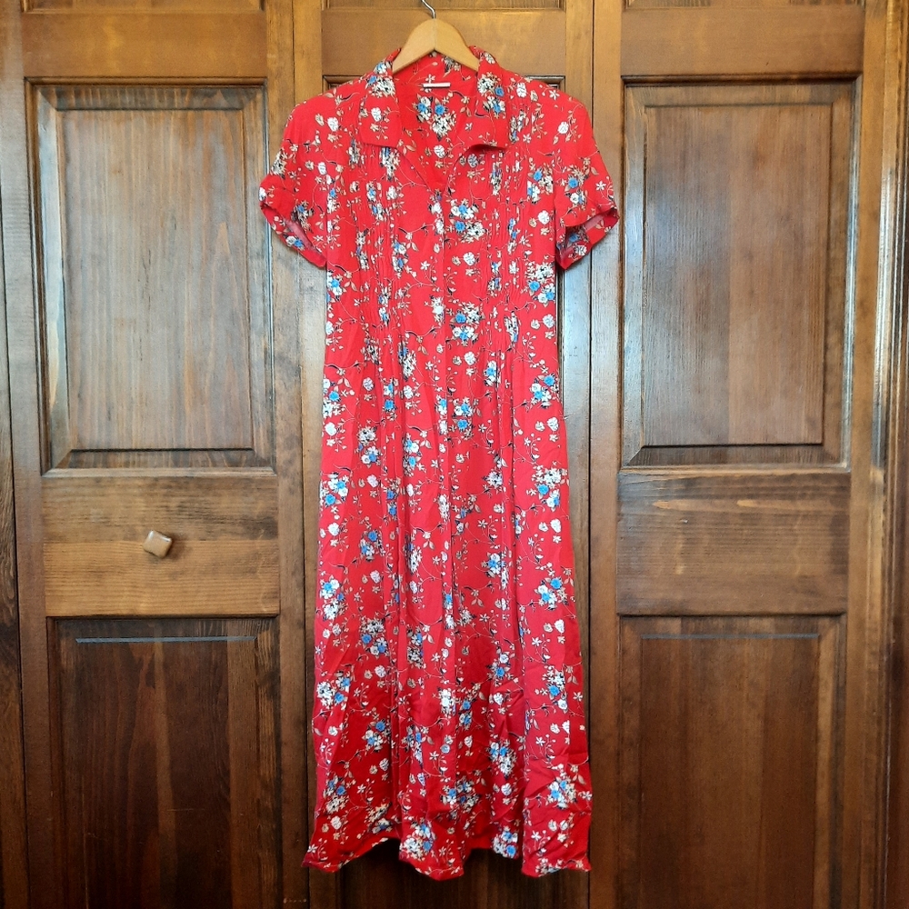 White Stag Red Floral Midi Dress